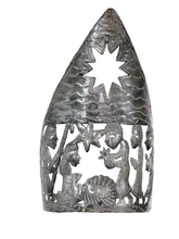 Load image into Gallery viewer, Tabletop Nativity Scene and Candle Holder, Handcrafted from Recycled Steel Drums in Haiti, Fair trade - Give Back Goods
