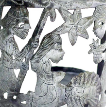 Load image into Gallery viewer, Tabletop Nativity Scene and Candle Holder, Handcrafted from Recycled Steel Drums in Haiti, Fair trade - Give Back Goods
