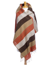 Load image into Gallery viewer, Ethiopian Orange, Brown &amp; Tan Cotton Throw, Wrap or Tablecloth, Fair Trade, Employs Artisans, Eco-Friendly - Give Back Goods
