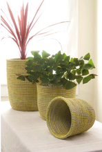 Load image into Gallery viewer, Set of 3 Handwoven Yellow Planter Baskets, Fair Trade, Eco-Friendly - Give Back Goods
