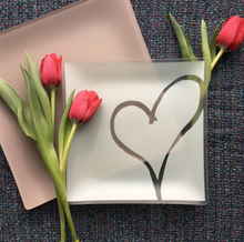 Load image into Gallery viewer, 13" Recycled Etched Glass Heart Plates Help Habitat For Humanity Beauty And Health For Cookers
