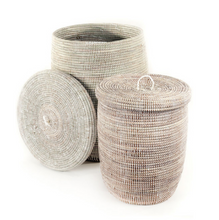 Load image into Gallery viewer, White Hand Woven Hamper Laundry Basket Set Eco Friendly Decoration For Home Lovers
