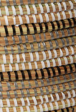 Load image into Gallery viewer, Brown, Silver and White Striped Handwoven Cattail Flat Lid Hamper Basket Decoration For Home Lovers

