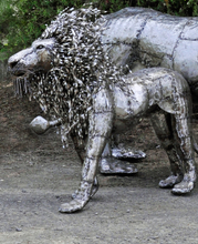 Load image into Gallery viewer, Large Recycled Metal Outdoor Lion Sculpture Fair Trade From Kenya Decoration For Home Lovers
