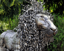 Load image into Gallery viewer, Large Recycled Metal Outdoor Lion Sculpture Fair Trade From Kenya Decoration For Home Lovers
