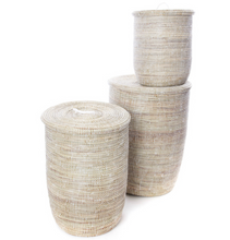Load image into Gallery viewer, Set of Three Handwoven White Hamper Baskets Beauty And For Home Decorations
