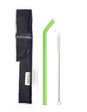 Load image into Gallery viewer, SIngle Bent Glass Straw Set in Sleeve with brush (lots of colors) - Give Back Goods
