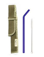 Load image into Gallery viewer, SIngle Bent Glass Straw Set in Sleeve with brush (lots of colors) - Give Back Goods
