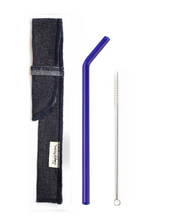 Load image into Gallery viewer, SIngle Bent Glass Straw Set in Sleeve with brush (lots of colors) - Give Back Goods
