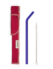 Load image into Gallery viewer, SIngle Bent Glass Straw Set in Sleeve with brush (lots of colors) - Give Back Goods
