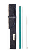 Load image into Gallery viewer, Single Classic Straw and Brush Set with a Sleeve (lots of colors) - Give Back Goods
