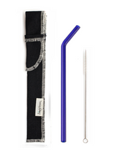 Load image into Gallery viewer, SIngle Bent Glass Straw Set in Sleeve with brush (lots of colors) - Give Back Goods
