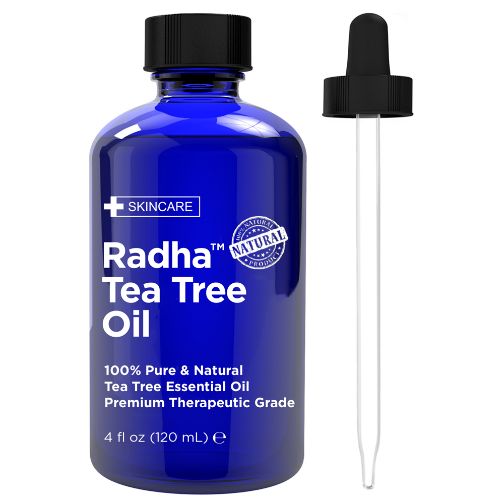 100% Pure Radha Tea Tree Oil Pure Pressed Moisturizing Anti-Aging Treatment for Face Skin Hair Men & Women