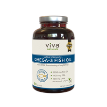 Load image into Gallery viewer, Viva Naturals Omega 3 Fish Oil 90 capsules, bottle front
