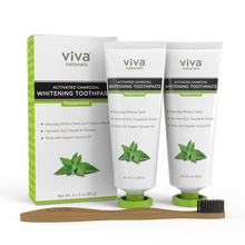 Load image into Gallery viewer, Activated Charcoal Toothpaste Teeth Whitening Toothpaste with Bamboo Toothbrush for Brighter Whiter For Beauty
