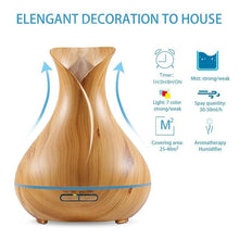 Load image into Gallery viewer, 400ml Light Wood Grain Vase Style Essential Oil Diffuser Specifications
