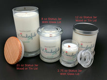 Load image into Gallery viewer, 12 oz Hand Poured Soy Wax Candle Wood Wick Status Jar Wood or Tin Lid Decoration For Home Lovers
