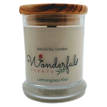 Load image into Gallery viewer, Wonderful Scents 12 oz Wood Wick Scented Candle Lemongrass Kiwi
