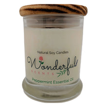 Load image into Gallery viewer, Wonderful Scents 12 oz Wood Wick Scented Candle Peppermint Essential Oil
