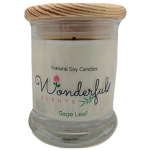 Load image into Gallery viewer, Wonderful Scents 12oz Soy Sage Leaf Candle with Cotton Wick
