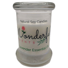 Load image into Gallery viewer, Wonderful Scents 2.75oz Lavender Status Jar Candle Cotton Wick Glass Lid
