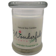 Load image into Gallery viewer, Wonderful Scents 8oz Lavender Status Jar Candle Cotton Wick Glass Lid

