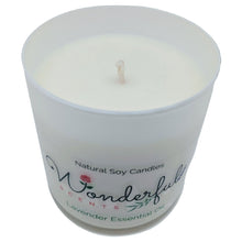 Load image into Gallery viewer, Wonderful Scents Lavender Tumbler Candle 11 oz Cotton Wick Showing
