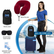 Load image into Gallery viewer, Everlasting Comfort Memory Foam Airplane Travel Pillow Kit

