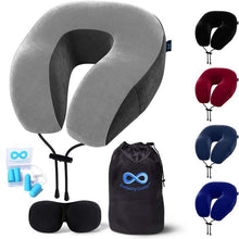 Load image into Gallery viewer, Everlasting Comfort Memory Foam Airplane Travel Pillow Kit Gray

