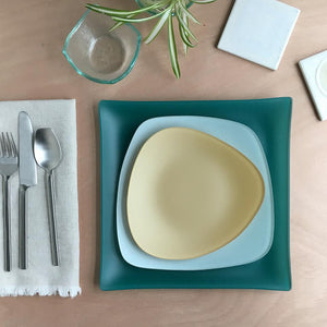 3 Piece SeaGlass Place setting-Recycled Glass, Made in USA, Lead and Cadmium Free- Eco-Friendly - Give Back Goods