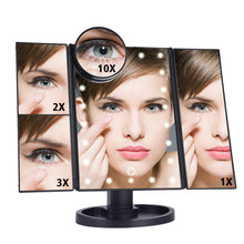 Load image into Gallery viewer, LED Touch Screen Makeup Mirror Tri Fold Magnifying With Lights Decoration For Home Lovers
