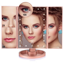 Load image into Gallery viewer, LED Touch Screen Makeup Mirror Tri Fold Magnifying With Lights Decoration For Home Lovers
