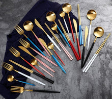 Load image into Gallery viewer, Luxury Stainless Steel 24-Piece Gold Silver Flatware Set Beauty For Home Decorations
