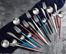 Load image into Gallery viewer, Luxury Stainless Steel 24-Piece Gold Silver Flatware Set Beauty For Home Decorations
