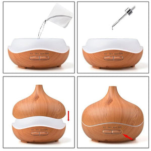 Operating the 300 ml Light Wood Grain Ultrasonic Aroma Essential Oil Diffuser