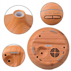 Views of the 300 ml Light Wood Grain Ultrasonic Aroma Essential Oil Diffuser