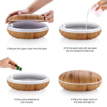 Load image into Gallery viewer, Operation of 350 ml Essential Oil Diffuser With Cool Mist &amp; Color LED Light Wood
