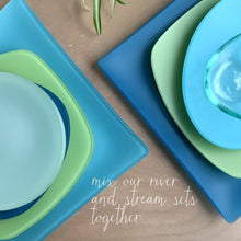 Load image into Gallery viewer, Set of 3- Recycled SeaGlass Place Setting- River Collection- Made in the USA- Lead and Cadmium Free - Give Back Goods
