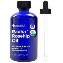 Load image into Gallery viewer, USDA Certified Organic Rosehip Oil 4oz - 100% Pure Pressed Moisturizing Anti-Aging Treatment for Face Skin Hair Men &amp; Women
