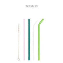 Load image into Gallery viewer, Mixed Set of 4 Glass Straws - 2 Straight+ 2 Bent Classic Straws + Brush - Give Back Goods
